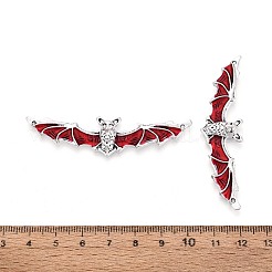 合金エナメルビッグサイズペンダントトップ  コウモリのチャーム  アンティークシルバー  ファイヤーブリック  17x65.5x4.5mm  穴：1.3mm&nbsp;TIBE-N016-07AS-02