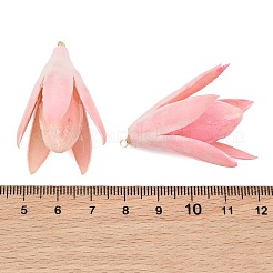 エポキシ樹脂とドライフラワーのペンダント  マグノリアのつぼみのチャーム  真鍮のループを有します  ゴールドカラー  ミックスカラー  37~42x27~34x24~36mm  穴：1.6mm&nbsp;RE-CBAAE94-05