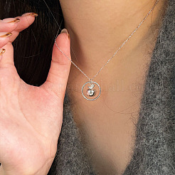 クリスマスプレゼントに、リンゴのペンダントネックレスが付いたスターリングシルバーのリング925個  銀  15.75インチ（40cm）&nbsp;FS-WG3DD5F-01