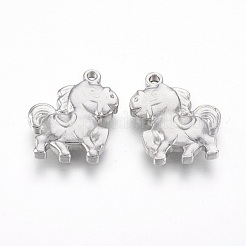 変色しにくい304ステンレススチールペンダント  馬  ステンレス鋼色  18x14.5x3.5mm  穴：1mm&nbsp;STAS-O118-11P