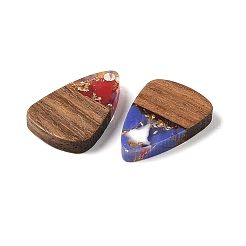 レジン＆ウッドパーツ  金箔  トライアングルチャーム  藤紫色  23x15x3mm  穴：2mm&nbsp;WOOD-S061-02J