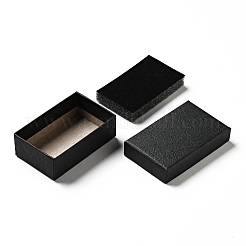 テクスチャ ペーパー ネックレス ギフト ボックス  中にスポンジマット付き  長方形  ブラック  8.1x5.1x2.7cm  内径：4.6x7.3cm  深さ：2.5cm&nbsp;OBOX-G016-C04-B