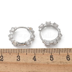 真鍮ガラスフープピアス  リング  プラチナ  16.5x16.5x4.5mm&nbsp;EJEW-Q014-23P