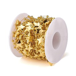 クリスマスツリースター＆ボールビーズガーランド  プラスチックイミテーションパールビーズトリム  結婚披露宴用品を飾るために  スプールで  ゴールド  星：14x12x4.5mm  ラウンド：3mm  約10m /ロール&nbsp;LS-CHAC-H100-02