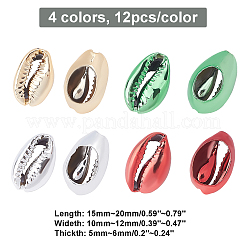 48個 4色電気メッキタカラガイビーズ  ミックスカラー  15~20x10~12x5~6mm  穴：12~14x2~3mm  12個/カラー&nbsp;BSHE-CA0001-02
