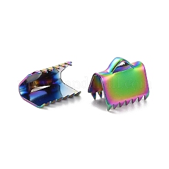 イオンプレーティング（IP）304ステンレス鋼リボンカシメエンドパーツ  虹色  9.5x10.5mm  穴：1.5x3mm&nbsp;STAS-F075-02MC