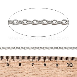 変色しにくい304ステンレススチールアズキチェーン  ハンダ付け  フラットオーバル  スプールで  ステンレス鋼色  3.2x2.3x0.6mm  約16.4フィート（5m）/ロール&nbsp;X-CHS-Q001-15-100m