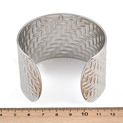 女性用編み込み304ステンレススチールカフバングル  ステンレス鋼色  内径：2-3/8インチ（6.05cm）&nbsp;BJEW-P362-04P