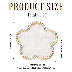 レジンネイルアートのカラーパレット  ガラスラインストーン付き  花  ホワイト  7.85x7.85x0.6cm&nbsp;MRMJ-TAC0009-16E