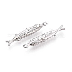 真鍮チャーム  魚  プラチナメッキ  28.5x5.5x4mm  穴：1.2~1.4mm&nbsp;KK-T071-35P-01
