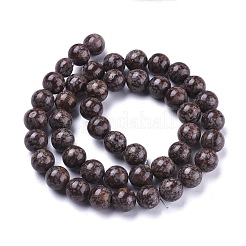 天然石スノーフレークオブシディアンビーズ連売り  ラウンド  8.5mm  穴：1.2mm  約46個/連  15.16インチ（38.5cm）&nbsp;G-K410-10-8mm