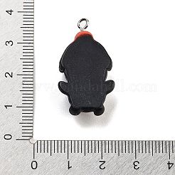 クリスマステーマの不透明樹脂ペンダント  プラチナトーンの鉄ループ付き  ペンギン  30.5x17x7.5mm  穴：2mm&nbsp;RESI-F054-B04