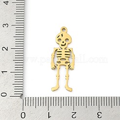 304ステンレスペンダント  スケルトンチャーム  レーザー切断  ゴールドカラー  27.5x9.5x1.5mm  穴：1.5mm&nbsp;LS-STAS-U041-02E-G