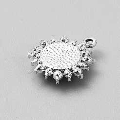 合金樹脂チャーム  太陽のチャーム  ラインストーン付き  プラチナ  21.5x18.5x4.5mm  穴：1.7mm&nbsp;FIND-TAC0011-135A