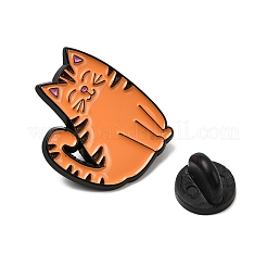 猫エナメルピン  バックパック用合金ラペルピンバック  オレンジ  24x21mm&nbsp;JEWB-I058-02EB-02
