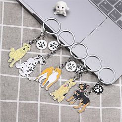 Wewaysmile 犬用キーホルダー 車用キーホルダー ペット用ペンダント キーリング 可愛い犬用キーリング ポータブル メタルキーホルダー ペット愛好家へのギフト 誕生日 子犬テーマ パーティー用品 (秋田犬)  プラチナ  11.05x2.9cm&nbsp;JX804A