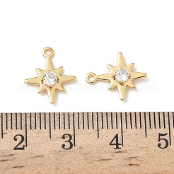真鍮製マイクロパヴェキュービックジルコニアペンダント  スターのチャーム  ニッケルフリー  18KGP本金メッキ  13x11x2.5mm  穴：1.2mm&nbsp;KK-Z136-43B-G