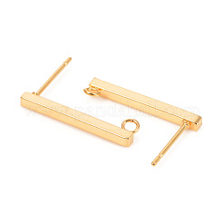 304ステンレススチールスタッドピアス金具  カン付き  長方形  ゴールドカラー  19.5x2mm  穴：1.6mm&nbsp;STAS-L244-14B-G