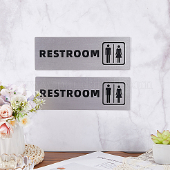 アルミ製女性用男性用トイレサインボード2個  長方形  プラチナ  230x80mm&nbsp;AJEW-WR0003-27