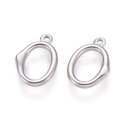 変色しにくい304ステンレススチールチャーム  楕円形のリング  ステンレス鋼色  14.5x10x2mm  穴：1.4mm&nbsp;STAS-G214-59P