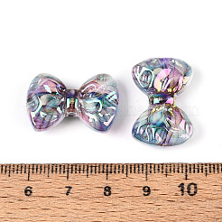 UVメッキ印刷された不透明アクリルビーズ  虹色の  蝶結び  空色  16x24x7.5mm  穴：2mm&nbsp;PACR-N017-04A