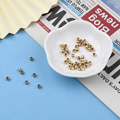丸型PVD真空メッキ304ステンレススチールビーズ  長持ちメッキ  ゴールドカラー  4mm  穴：1.5mm&nbsp;X-STAS-F105-03-4mm