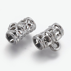 合金チューブベイル  ループベイル  保釈ビーズ  長持ちメッキ  チューブ  銀色のメッキ  12x9x6mm  穴：1mm  内径：4mm&nbsp;PALLOY-J219-033S-AAA