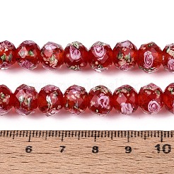 手作りの蓄光ビーズの連売り  ロンデル  インナー花と  多面カット  クリムゾン  9~10x7~8mm  穴：1~1.6mm  約40個/連  12.01インチ（30.5cm）&nbsp;LAMP-N037-01B