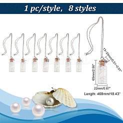 8 個 8 スタイルガラスシーウィッシュボトルと天然トランペットシェルペンダントネックレスセット  女性用亀&魚&ヒトデ合金ネックレス  アンティークシルバー  18.43インチ（46.8cm）  1個/スタイル&nbsp;NJEW-AB00005