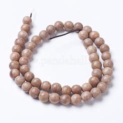 天然ウッドビーズ連売り  ラウンド  バリーウッド  6mm  穴：1mm  約63個/連  14.9インチ（38cm）&nbsp;X-WOOD-J001-02-6mm