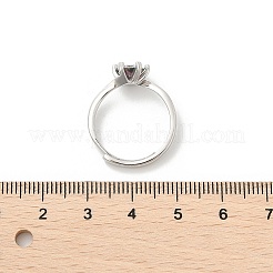 ロジウムメッキ 925 スターリングシルバー モアッサナイト 調節可能リング  女性用ソリティアリング  プラチナ  7.5mm  内径：17mm&nbsp;RJEW-U038-12P