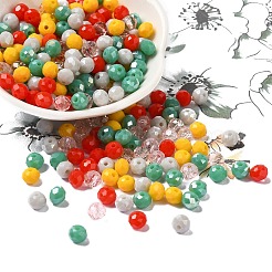 ガラスビーズ  多面カット  ロンデル  グレー  6x5mm  穴：1mm  約2360個/500g&nbsp;EGLA-A034-LM6mm-44