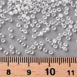 12/0 FGBグレードAラウンドガラスシードビーズ  透明インサイドカラー  光沢メッキ  ホワイト  2.3x1.5mm  穴：1mm  約48500個/ポンド&nbsp;SEED-N001-F-238