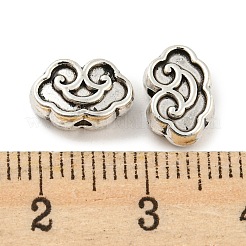 チベット風合金ビーズ  鉛フリー＆カドミウムフリー  縁起の良い雲  アンティークシルバー  6.5x10x4mm  穴：1.6mm  約1111個/1000g&nbsp;PALLOY-F307-09AS