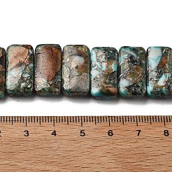 合成インペリアルジャスパービーズ連売り  染め  長方形  2穴  シアン  10x20x5mm  穴：0.9mm  約17個/連  6.89''（17.5センチメートル）&nbsp;G-Q050-A01-04