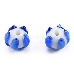 手作りランプワークビーズ連売り  花  藤紫色  12x12~12.5x10mm  穴：1.2~1.6mm  約45個/連  16.93インチ〜17.32インチ（43~44cm）&nbsp;LAMP-N021-44B