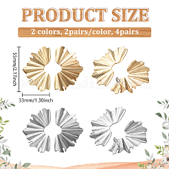 4ペア2色の鉄製スタッドピアス  ファン  左右  ミックスカラー  55x33mm  2pairs / color&nbsp;EJEW-GO0002-25