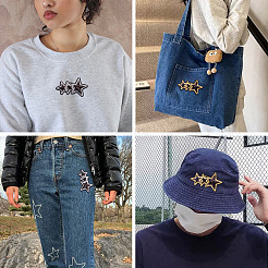 24枚 2色ポリエステル熱転写ビニールシート  Tシャツのビニールの鉄  服生地装飾  スパンコール/スパンコール付き  スター  ブラック  ミックスカラー  78x123x2.5mm  12個/カラー&nbsp;PATC-TA0001-22