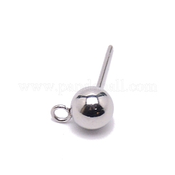 304ステンレススチールボールスタッドピアスポスト  ピアスパーツ  カン付き  ステンレス鋼色  17x8.8x6mm  穴：1.6mm  ピン：0.8mm&nbsp;LS-FIND-SZC0006-01A-P