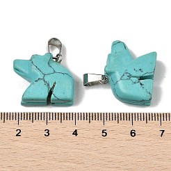 合成ターコイズペンダント  201ステンレススチール製金具付き  クマ  18~19x22~23x9~10mm  穴：4x8mm&nbsp;G-B127-02P-07