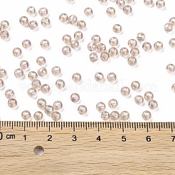 6/0 ガラスシードビーズ  色の内側  ラウンド  透明色の虹  ロージーブラウン  4x3mm  穴：1.2mm  約6925個/ポンド&nbsp;SEED-T006-04F-08