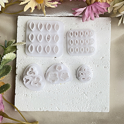 5個5スタイルのプラスチック粘土プレス型  粘土カッター  クレイモデリングツール  DIYイヤリング製作用  フラワー＆リーフ  ホワイト  17.5~37.5x15.5~37.5x11mm  1個/スタイル&nbsp;DIY-SC0031-03