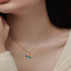 10本合金エナメルペンダント  デイジーチャーム  ライトゴールド  カラフル  21x18x2mm  穴：2mm&nbsp;ENAM-LP0002-16
