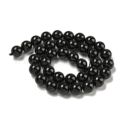 天然石ブラックトルマリンビーズ連売り  グレードAB +  ラウンド  10mm  穴：1mm  約37~38個/連  15.2インチ（38.3cm）&nbsp;G-G763-01-10mm-AB