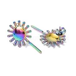 イオンプレーティング（IP）304ステンレススチール製サンスタッドピアス（女性用）  虹色  25x15.5mm  ピン：0.7mm&nbsp;EJEW-F300-12MC