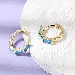 真鍮パヴェキュービックジルコニアフープピアス  ラックめっき  長持ちメッキ  カドミウムフリー＆鉛フリー  18KGP本金メッキ  ディープスカイブルー  15.5x2.5mm&nbsp;EJEW-G471-09G-03