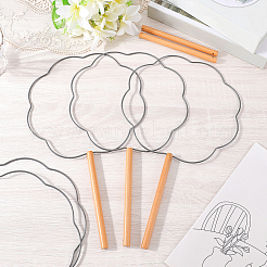 手作りクラフト DIY 鉄製ファンフレーム 5個  木製ハンドル付き  花  340x203x10mm&nbsp;DIY-CN0003-62A