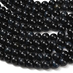 天然石タイガーアイビーズ連売り  染め＆加熱  ラウンド  グレードAB  ブラック  10.5mm  穴：1mm  約38個/連  14.96~15.16インチ（38~38.5cm）&nbsp;G-B133-A02-10mm-02