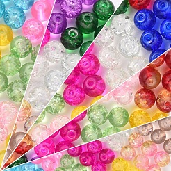 スプレーペイントクラックルガラスビーズ  ラウンド  ミックスカラー  6mm  穴：1.3~1.6mm  約100PCS /カラー  24色  2400個/箱&nbsp;CCG-YW0001-02-6mm