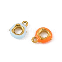 304ステンレススチールエナメルチャーム  PVD真空メッキ  18KGP本金メッキ  ドーナツチャーム  ミックスカラー  11.5x9x3mm  穴：1.4mm&nbsp;STAS-P396-18G-M